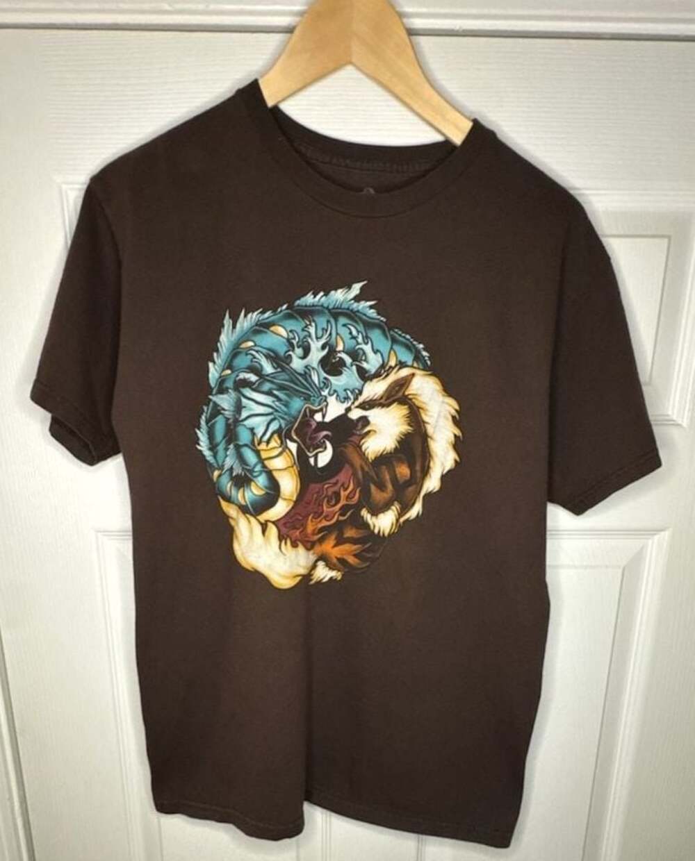 TeeFury Pokémon Arcanine vs Gyarados Fire and Water T-Shirt Brown Medium
